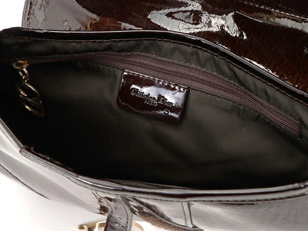 Christian Dior Trotter Saddle Bag Enamel Brown - Picture 6 of 6